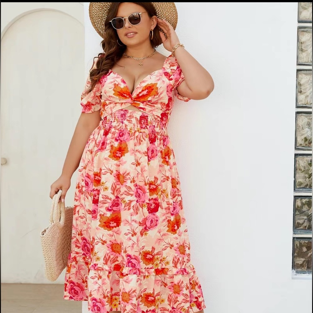 Pink tie front wrap dress